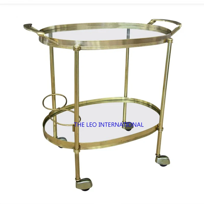 metal European Classic hotel furniture cart Trolley Dining Cart Luxury Bar 2-Floor Trolley