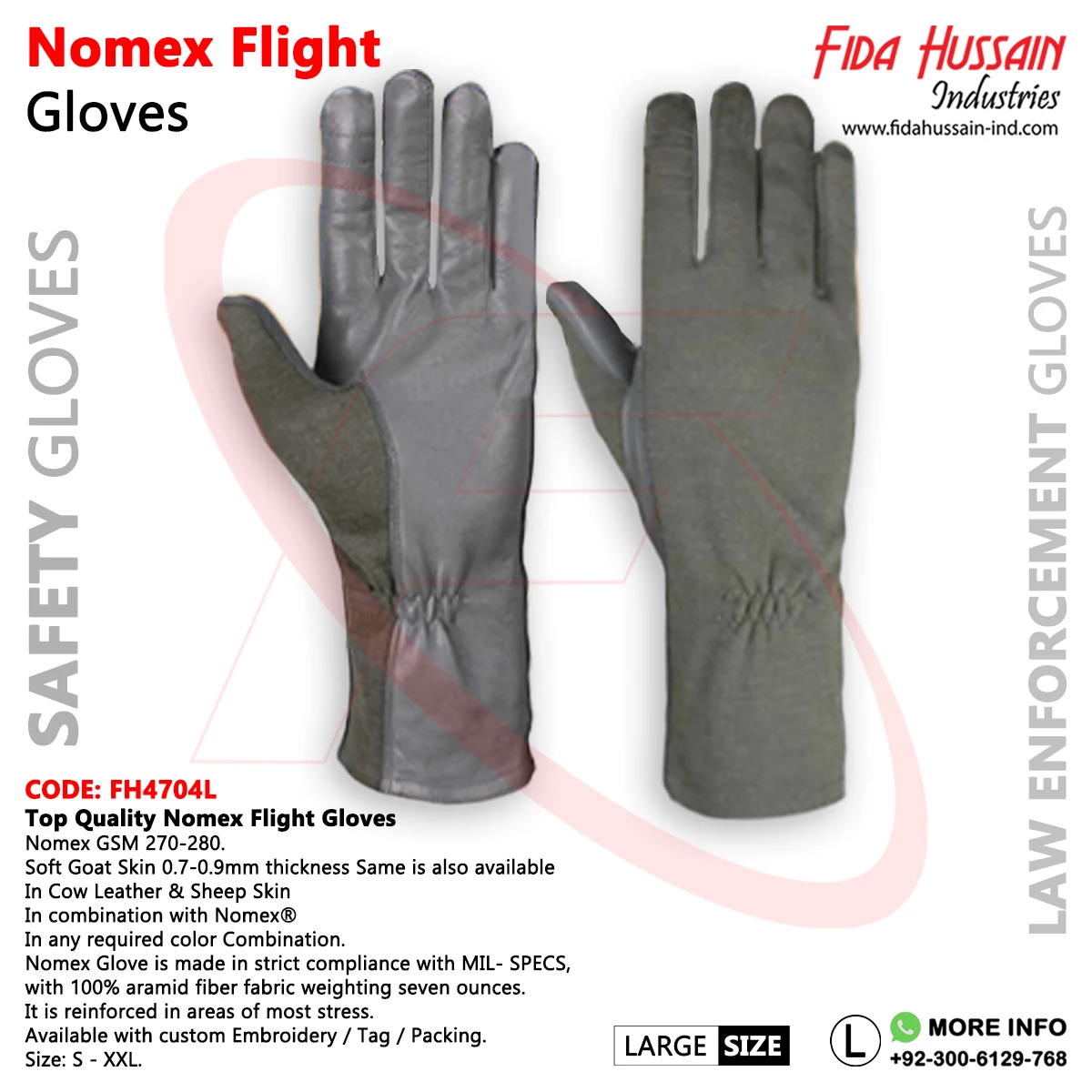 Top Best Soft Goatskin Nomex Flight Pilot Gloves Training Aramid Fabric Safety Leather Gloves from Pakistan for Working