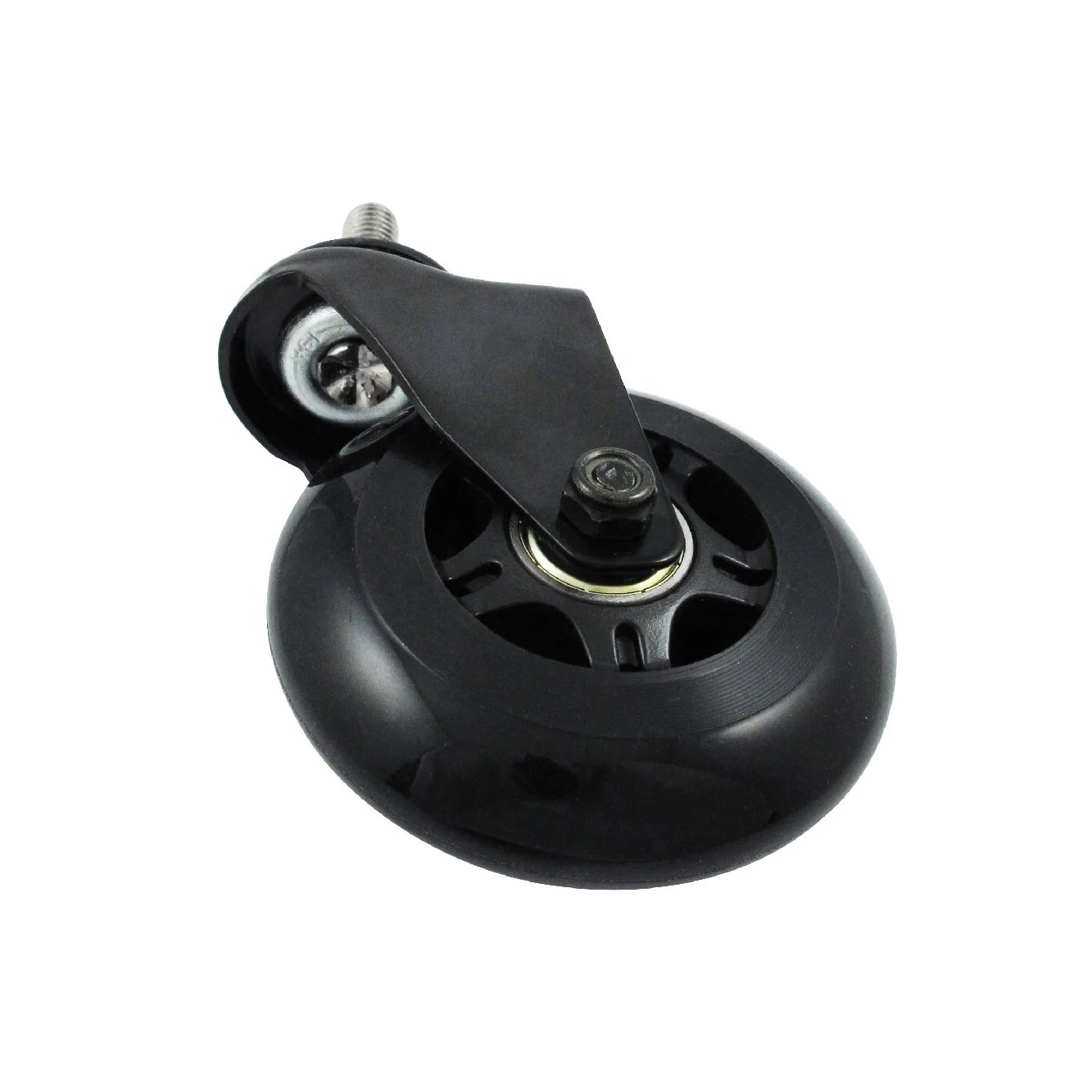76mm PU Silent Wheels With Industrial 3/8 Threaded Stem Caster