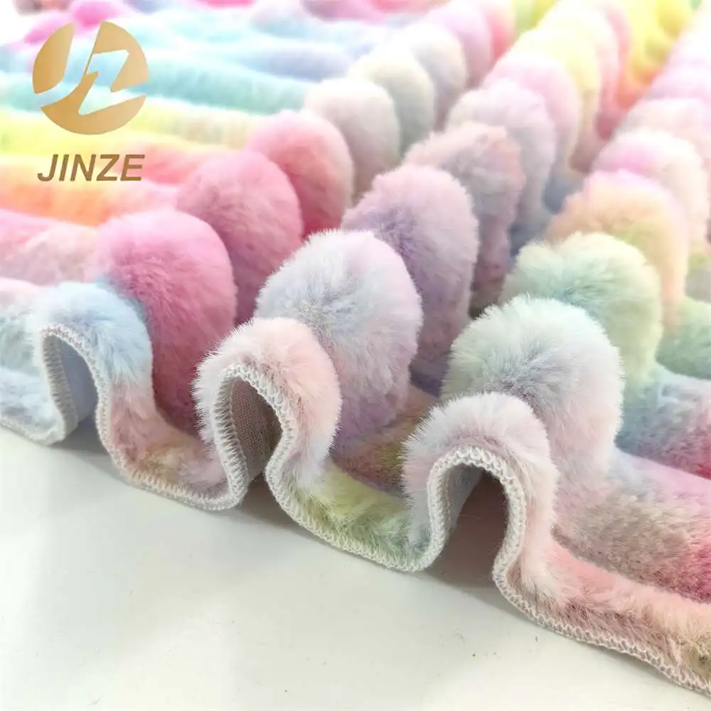 JZ жаккардовые 100% из полиэстера, ткани из искусственного меха кролика, окрашенные в галстук, диван/одеяло, домашний текстиль, антистатические аксессуары для сна