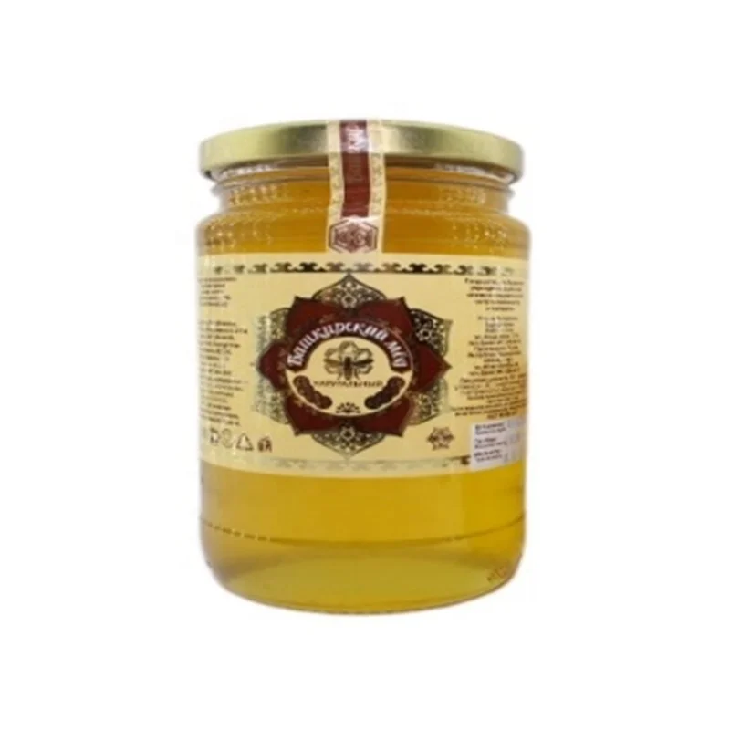 Natural Bashkir wholesale sugar free high grade health benefits 0.5 kg packed flower honey in glass jar