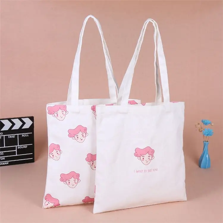 Customized Cheap Recycle Printed Cotton Fabric Shopping Souvenir Tote Bag With Logo