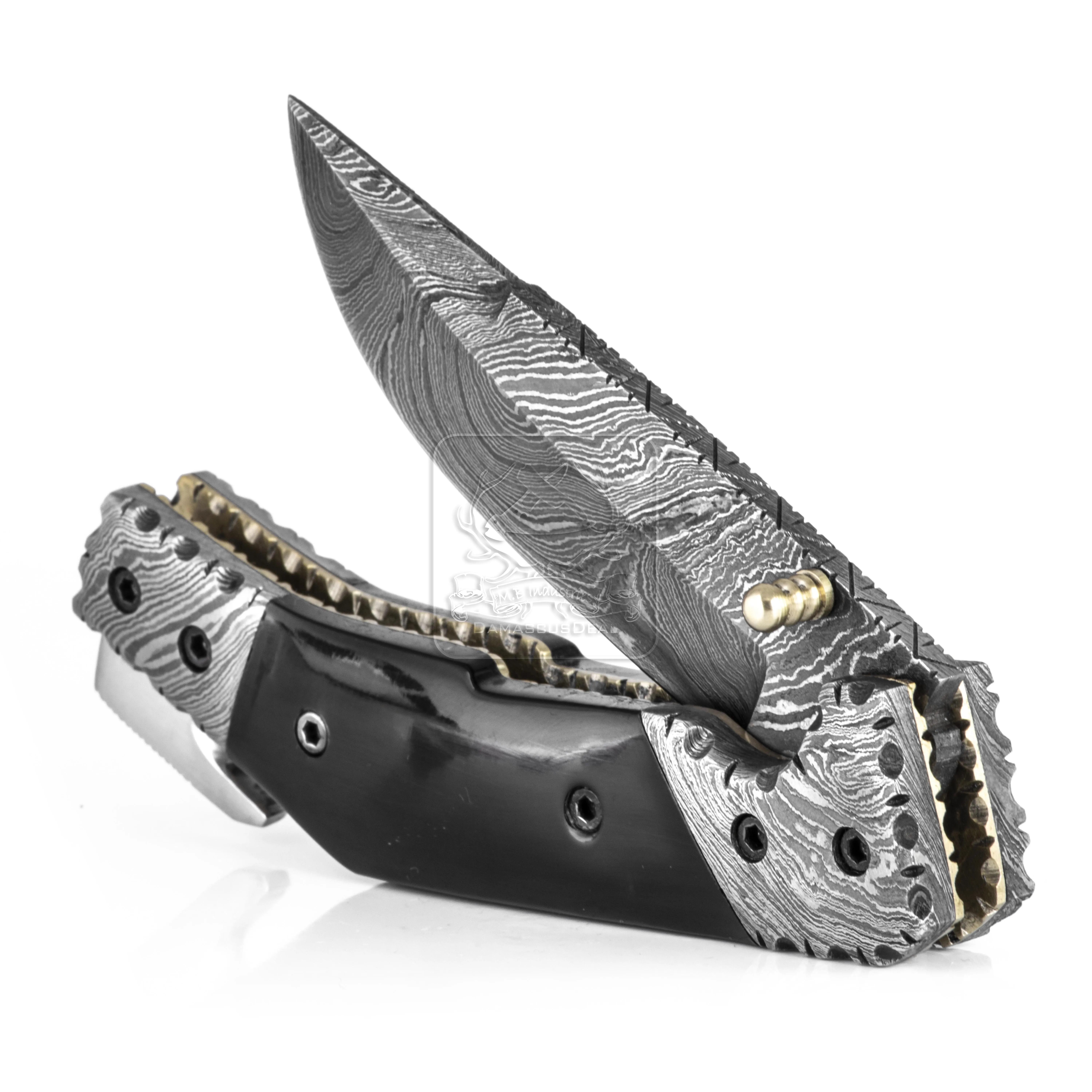 Damascus Steel Folding Knife DD-FK-652 Handmade Pocket Knife Outdoor Survival Hunting Knife Multi Tool Bushcraft Camping