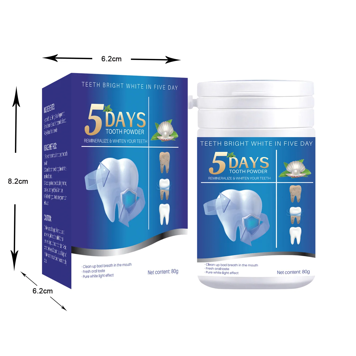 3 Days DIY Natural Herbal Mineral Mint Active Black Charcoal Tooth Teeth Whitening Powder