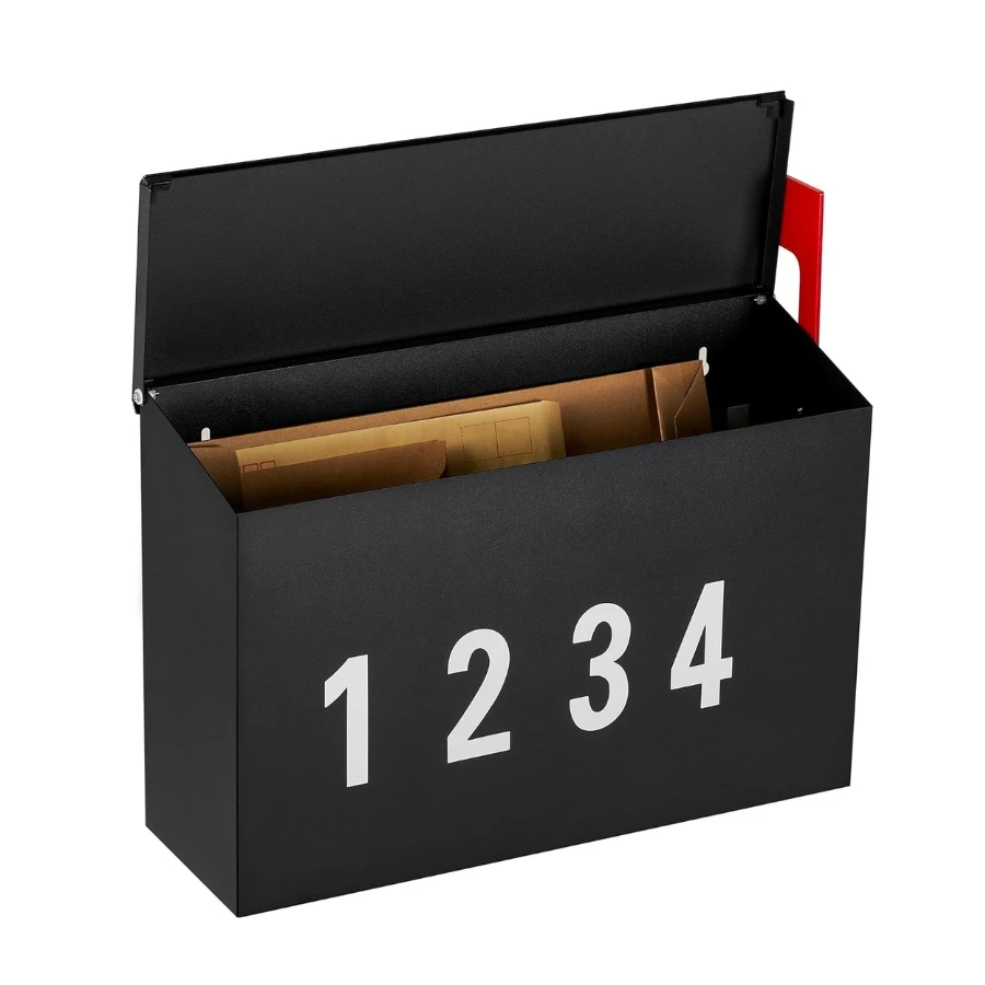 Customized Wall-Mounted Medium Size Mailbox Galvanized Steel American Style Extra Security Lockable Flag Decoration OEM ODM