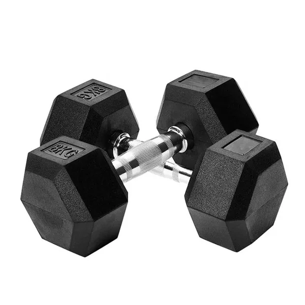 Gym equipment rubber hex dumbells weights set 20kg 50kg hex rubber dumbbells