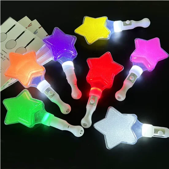 Promotional Christmas Gifts Kids Toy Mini Glow Flashing Light Magic Star Wand and heart stick for Party  decorations