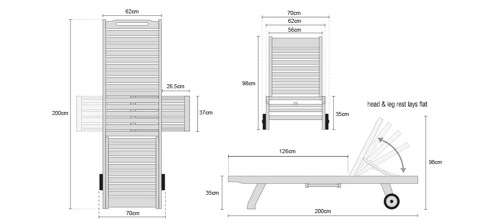 Wholesale Price Wood Sunbed with Teak Chemical Outdoor Furniture Pool Sun Lounger Chair Reclining - Hotel Exterior Furniture