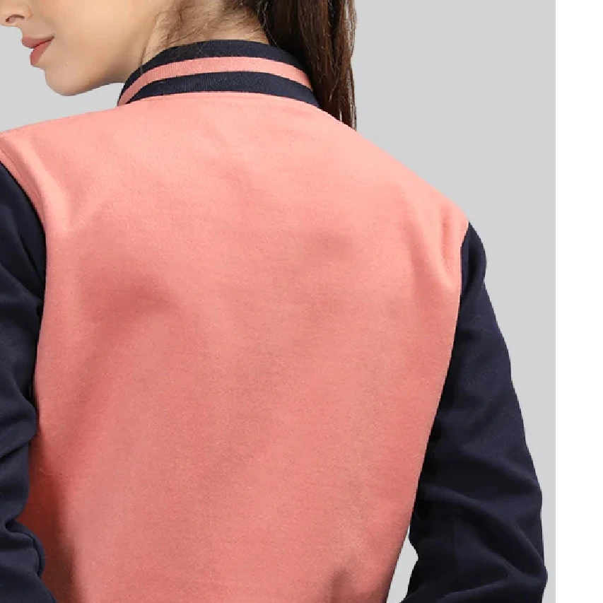 Plus Size High Quality Casual Wear Windproof Women Varsity Jackets / Customized High Quality Varsity Leather Jacket For Women