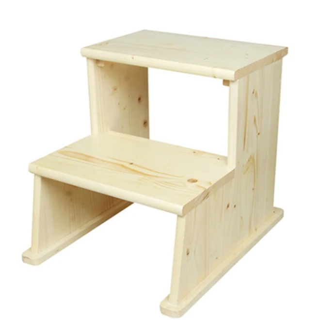 Non-Toxic Wooden Toddler Chair 2 Step Stool for Kids Wholesale Customized Multifunction Wooden Bedside Step Stool Pet Stairs