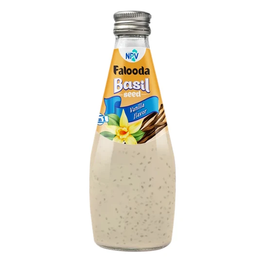 Wholesale Supplier Basil Seed Drink With Lychee Juice Free Sample 290ml Glass Bottle Basil Seed Drink High Quality