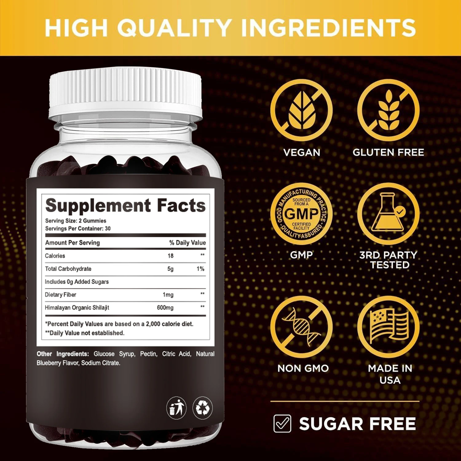 OEM Pure Himalayan Shilajit Extract Pills Shilajit Resin Gummy Ayurveda Humic Fulvic Acid Trace Mineral Rich Shilajit Gummies