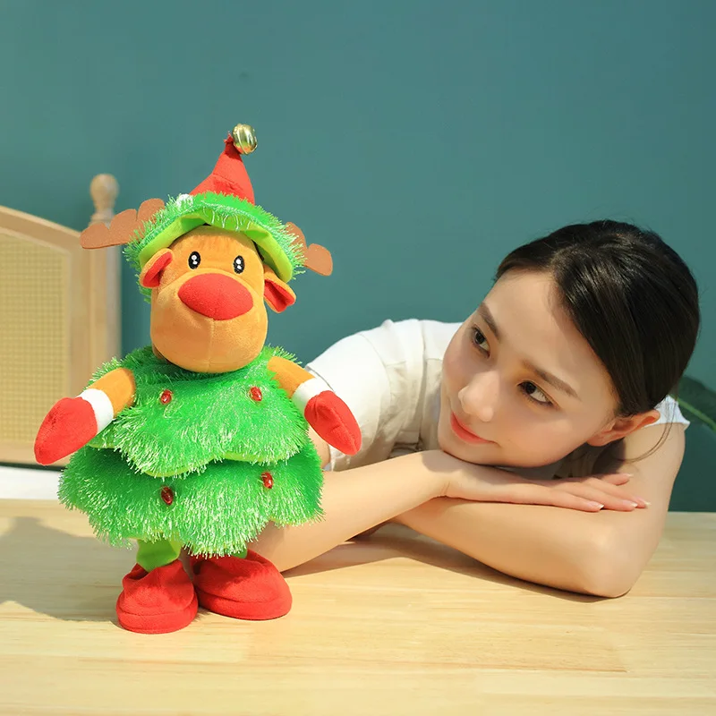 Factory 13*35 cm Cute Dancing Singing Talking Recording Christmas Tree Plush Doll Stuffed Electrical Toys