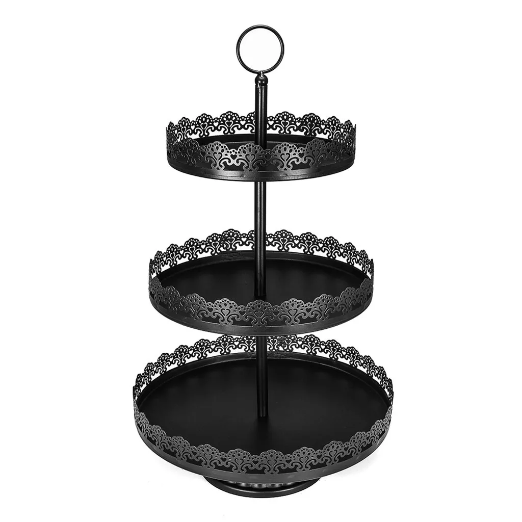 Wholesale Black Antique Polished 3 Tier Iron Metal Cake Server Stand Manufacturer New Arrival Handmade Decorative Metal Cake Sta