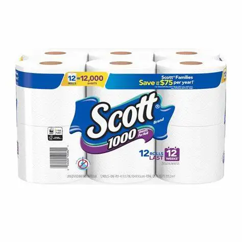 Scott 1,000 Toilet Paper Bulk Pack 20 Jumbo Rolls with 1,000 Sheets Premium Comfort and Long-Lasting Quality