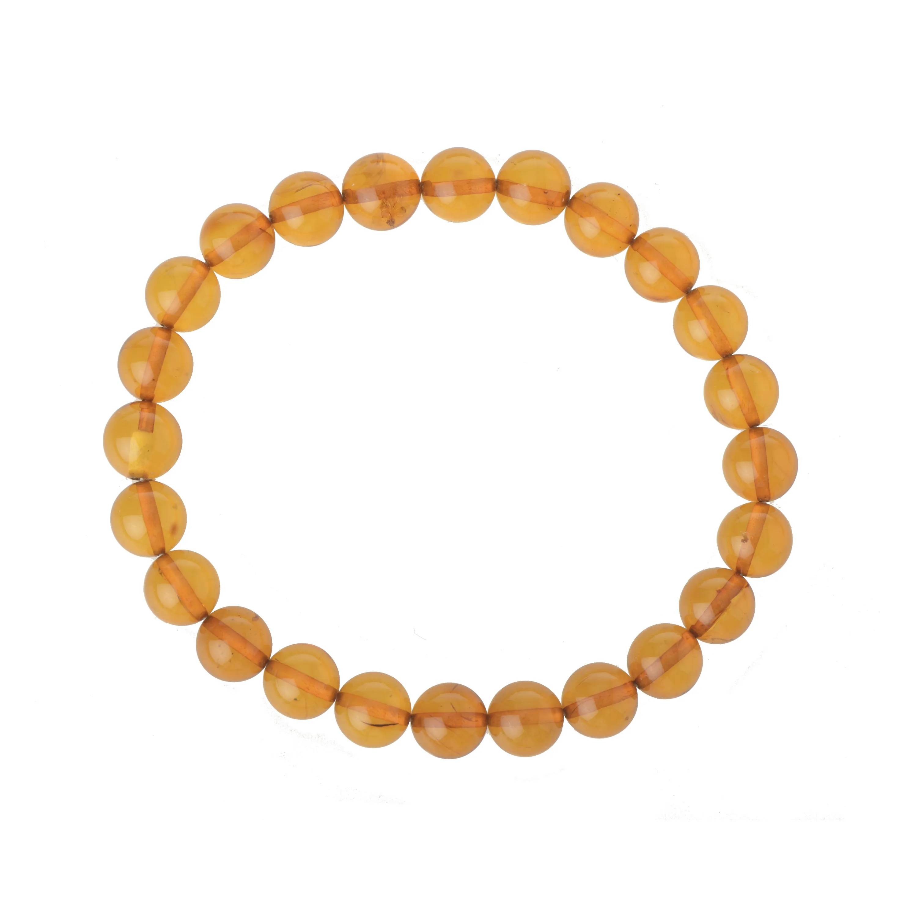 Polished Round Cognac Baltic Amber Bracelet for Adult, Universal Sizes