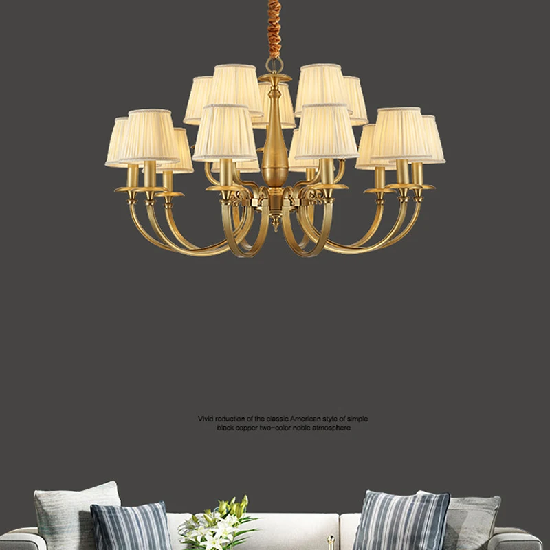 New American-style all-copper chandelier European-style living room avize chandelier modern minimalist creative bedroom  lamps