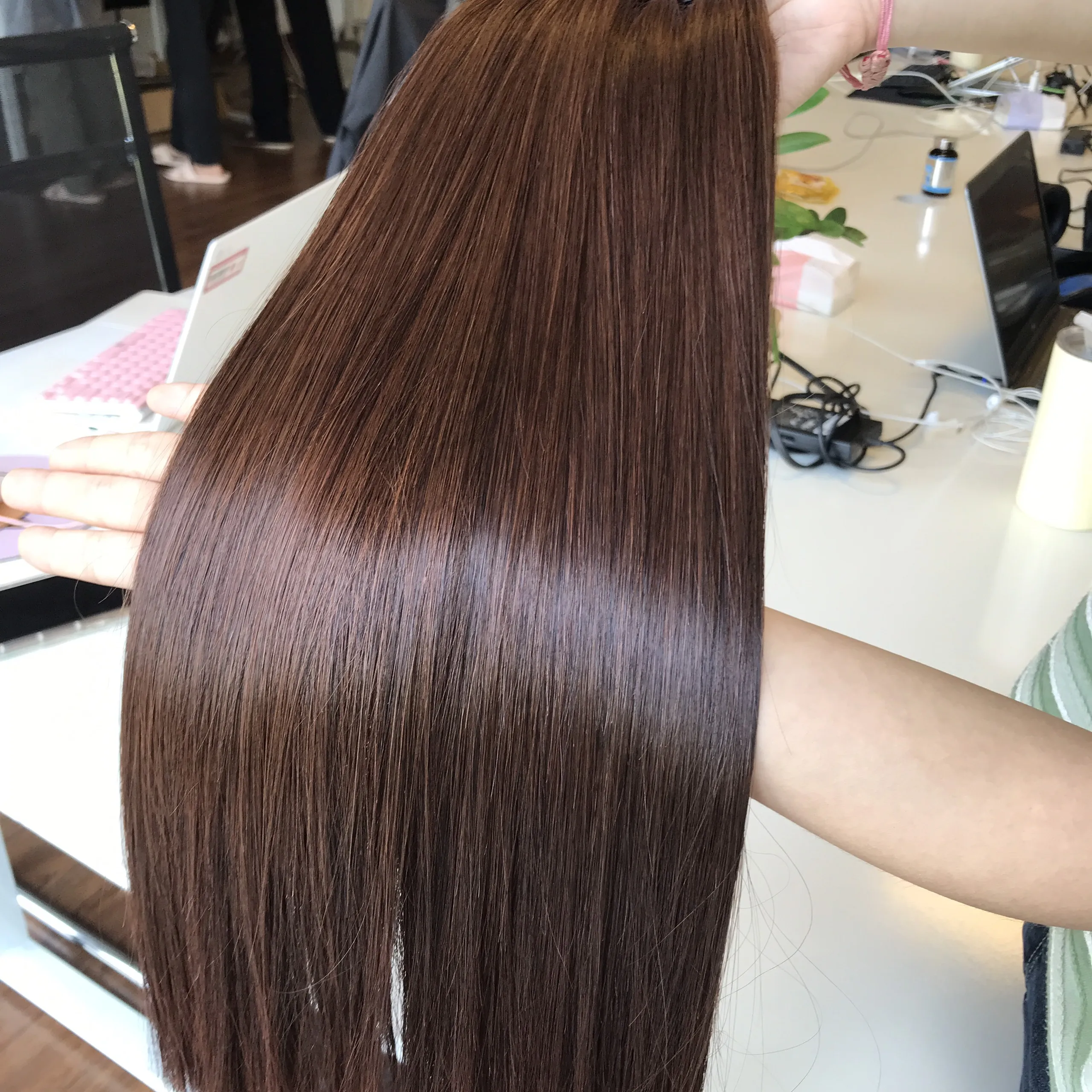 Нагрудный орех супер двойной вытянутый качественный 100% вьетнамские человеческие волосы высокого качества