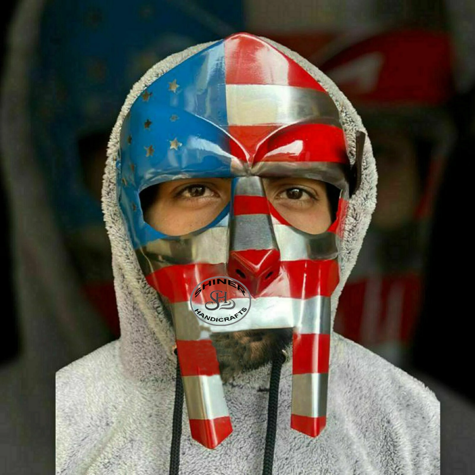 MF Doom Roman Gladiator Mask Mad-Villain Viking Steel Armor Face Mask Medieval Re-Enactment Hand-Forged Stander Size Halloween