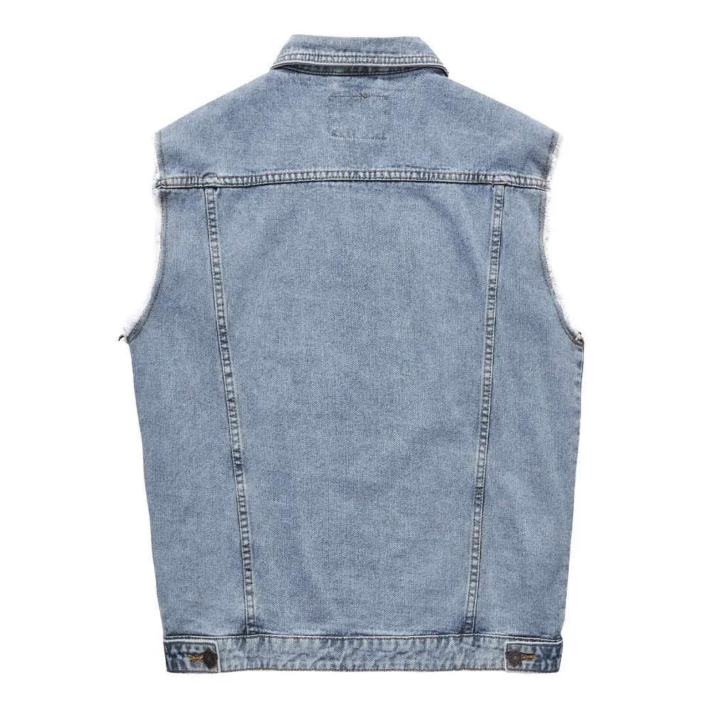 Latest Design Denim Vest Custom Logo Men High Quality Wholesale Casual 100% Cotton Biker Denim Vest Male Jeans