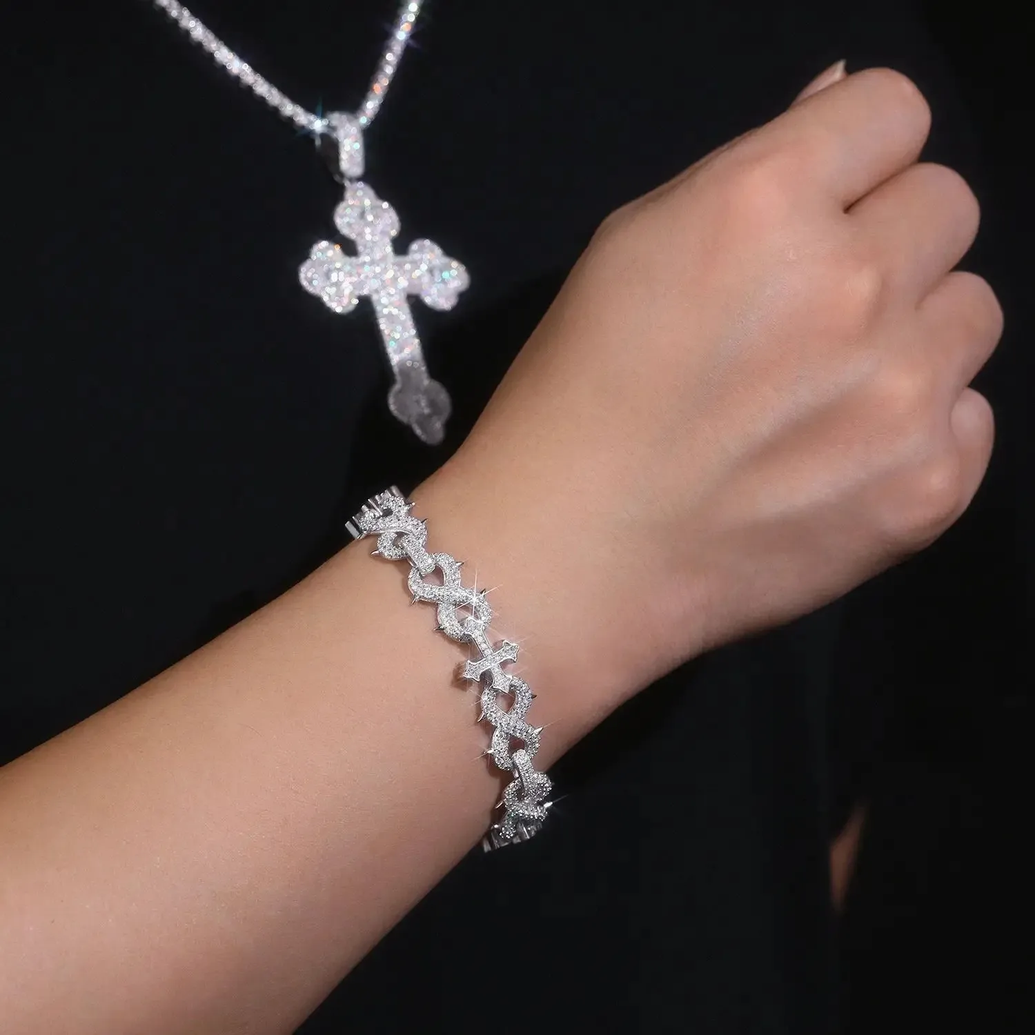 Charm Moissanite Diamond Bracelet 925 Silver For Unisex