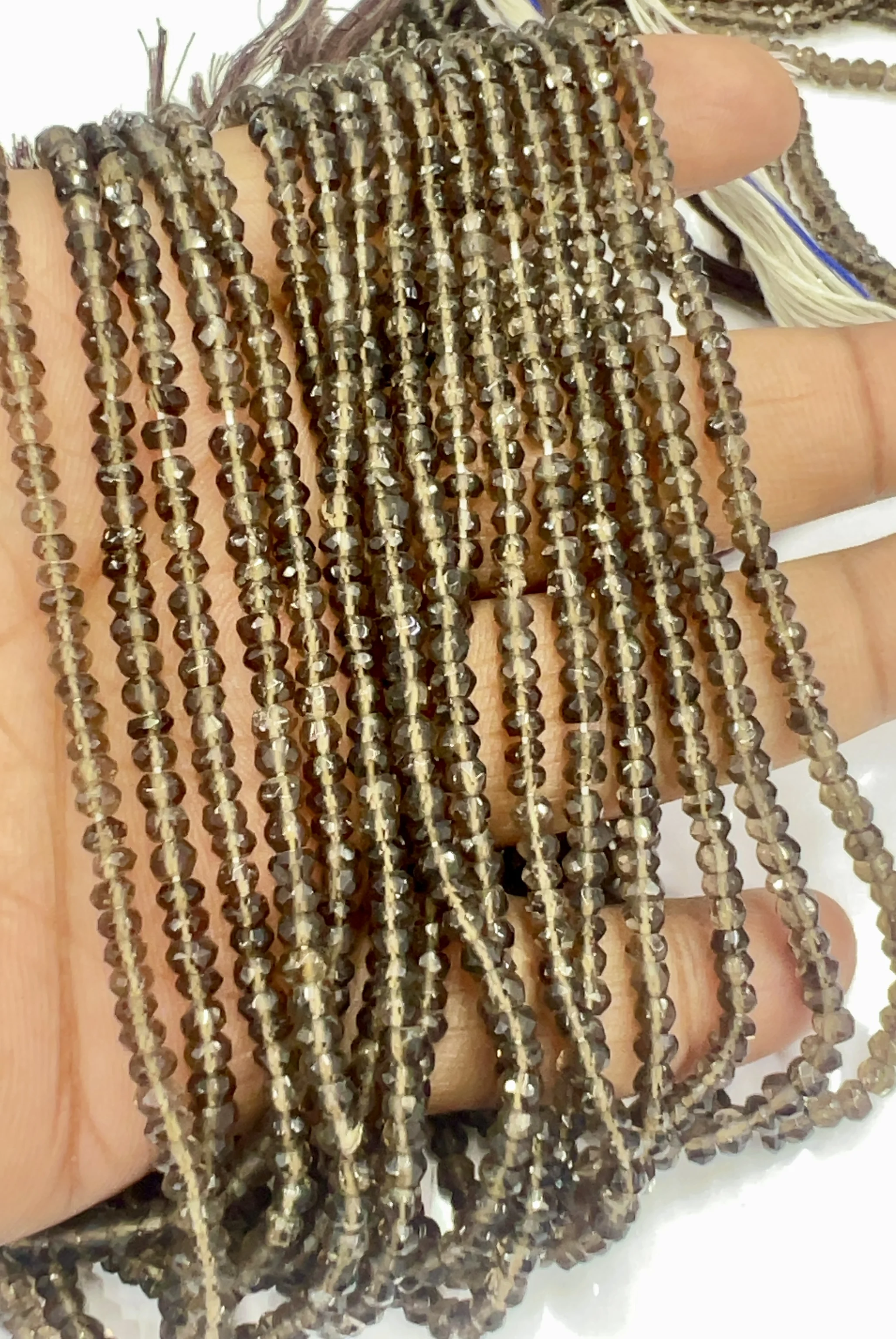 Natural Smoky Quartz Faceted Rondelle Beads Size 4mm Approx 14 Inches Strand Natural Smoky Quartz Gemstone Beads Wholesale