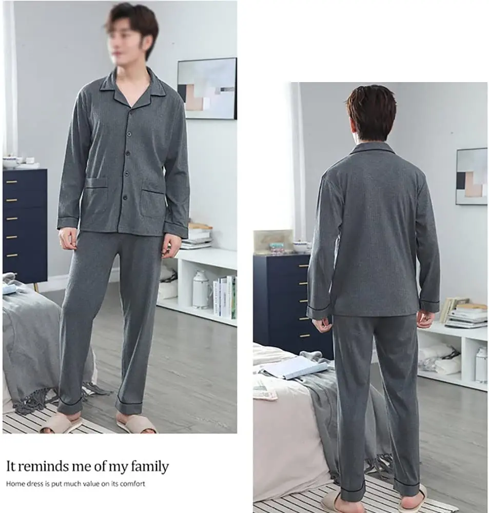 MEN  SLEEP PIJAMA LONG SLEEVES  BUTTON WOVEN COTTON Vietnam Manufacturer HIGH QUALITY and  CHEAP