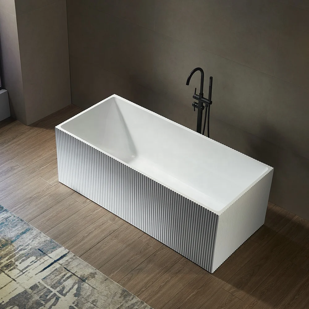 Hot Sale Square Acrylic Bathtub Modern Design Free Standing Ice Tub Spa Massage Indoor Soaking Tub  for Adult