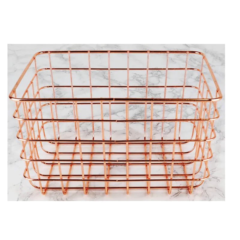 Eco Friendly Basket Kitchenware Rose Gold Color Heart Shape Vegetable Fruit Storage Wire Basket At Wholesale Price