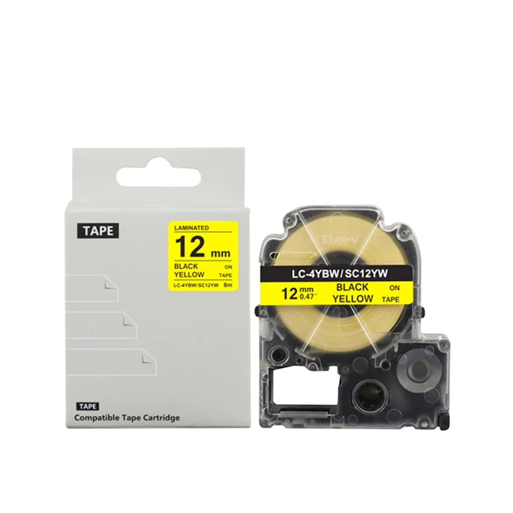 Tatrix SC12YW LC-4YBW LC4YBW 12mm Black on Yellow Compatible Label Tape Cartridge for Epson for KING JIM Label Printer tape