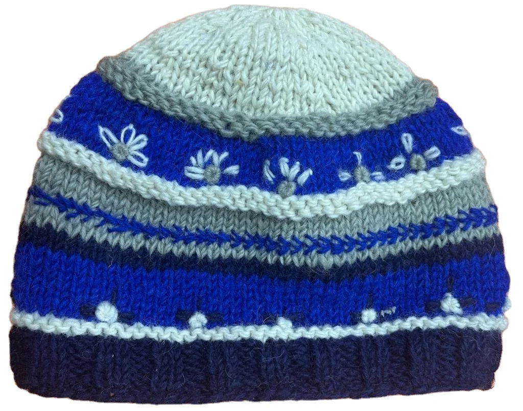 100% Woolen Knitted Unisex Winter Hats for Adults with Embroidery and Print Patterns Great for Travel