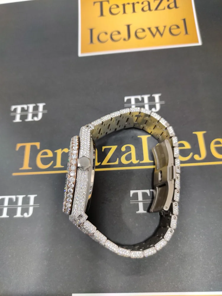 Роскошные индивидуальные часы vvs moissanite GRA сертифицированные трендовые из нержавеющей стали VVS Diamond для мужчин