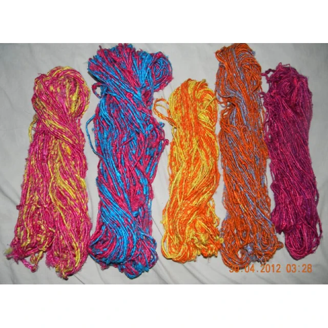 handmade multi coloured banana silk yarns made from banana silk waste available in 100 gram suitable for yarn stores