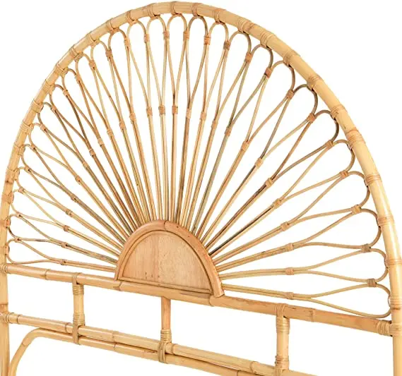 TH-H8136 High Quality Luxury Vintage Rattan Headboard Rattan Bedhead Honey Half Moon