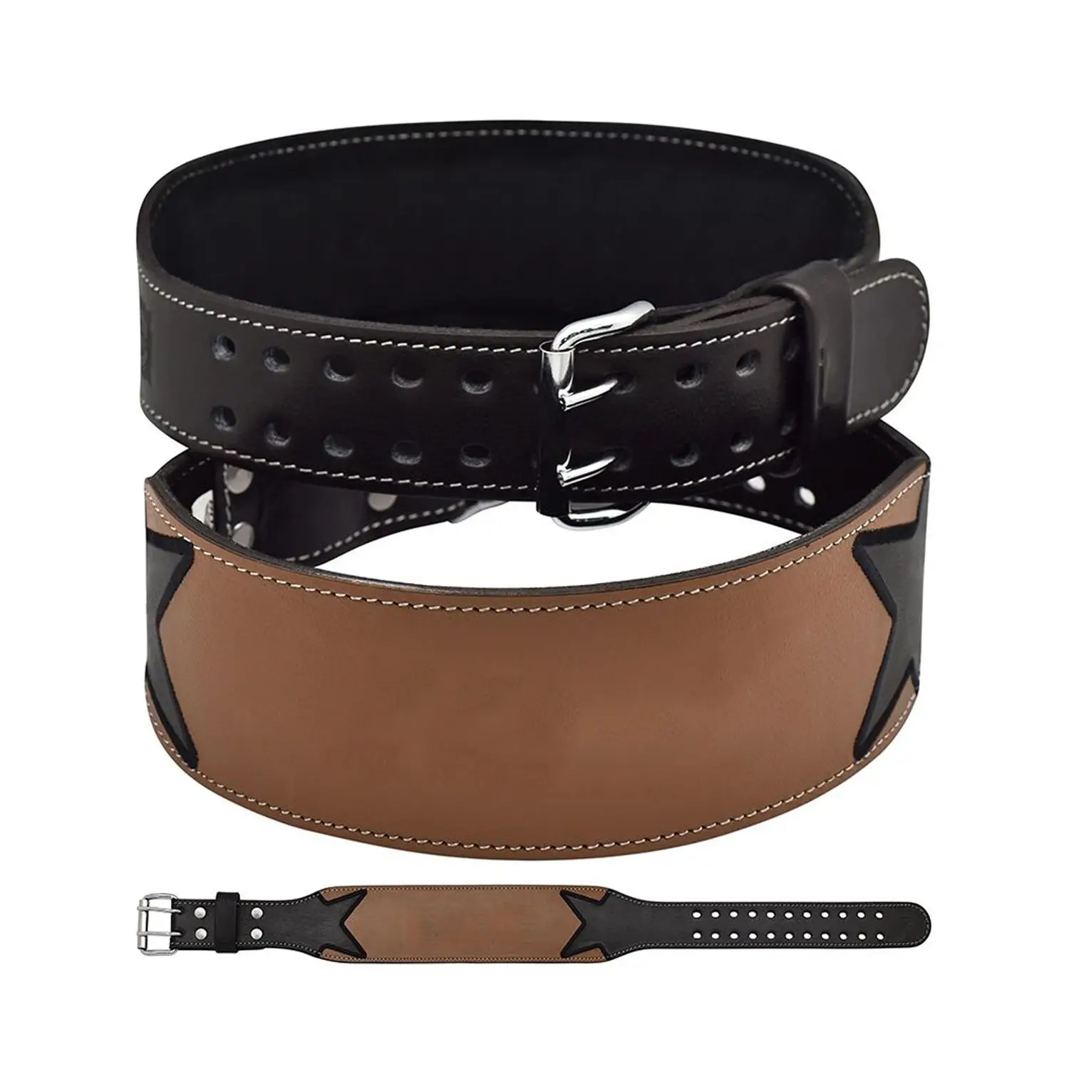 Unisex Breathable Gym Fitness Leather Belt with Split Hand Strap and Wrist SupportHeavy Duty Weightlifting Protective Equipment