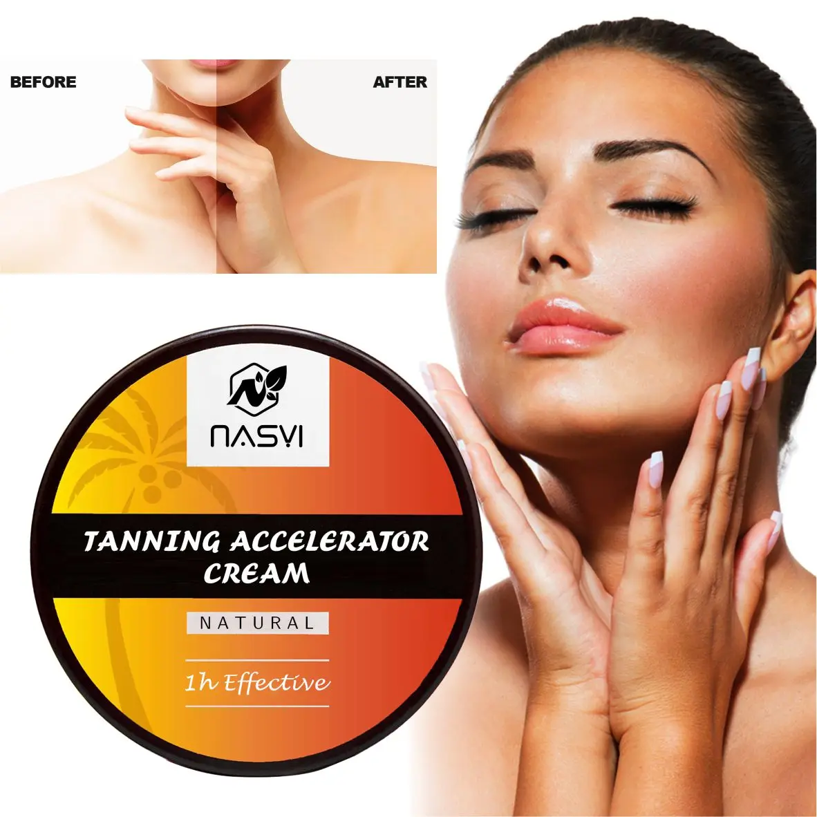 OEM ODM NASYI Private Label Brown Sunbed Tanning Cream Natural Intensive Tanning Accelerator Gel Tanning Lotion 190ml