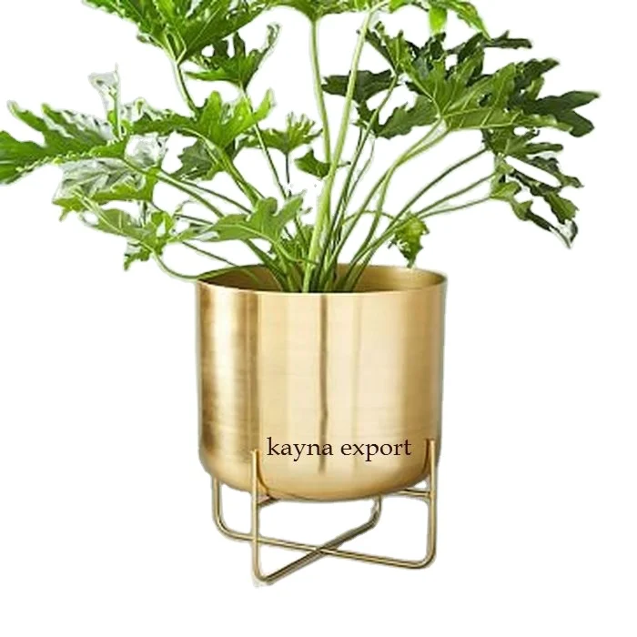 Modern gold plated fancy planter  with stand