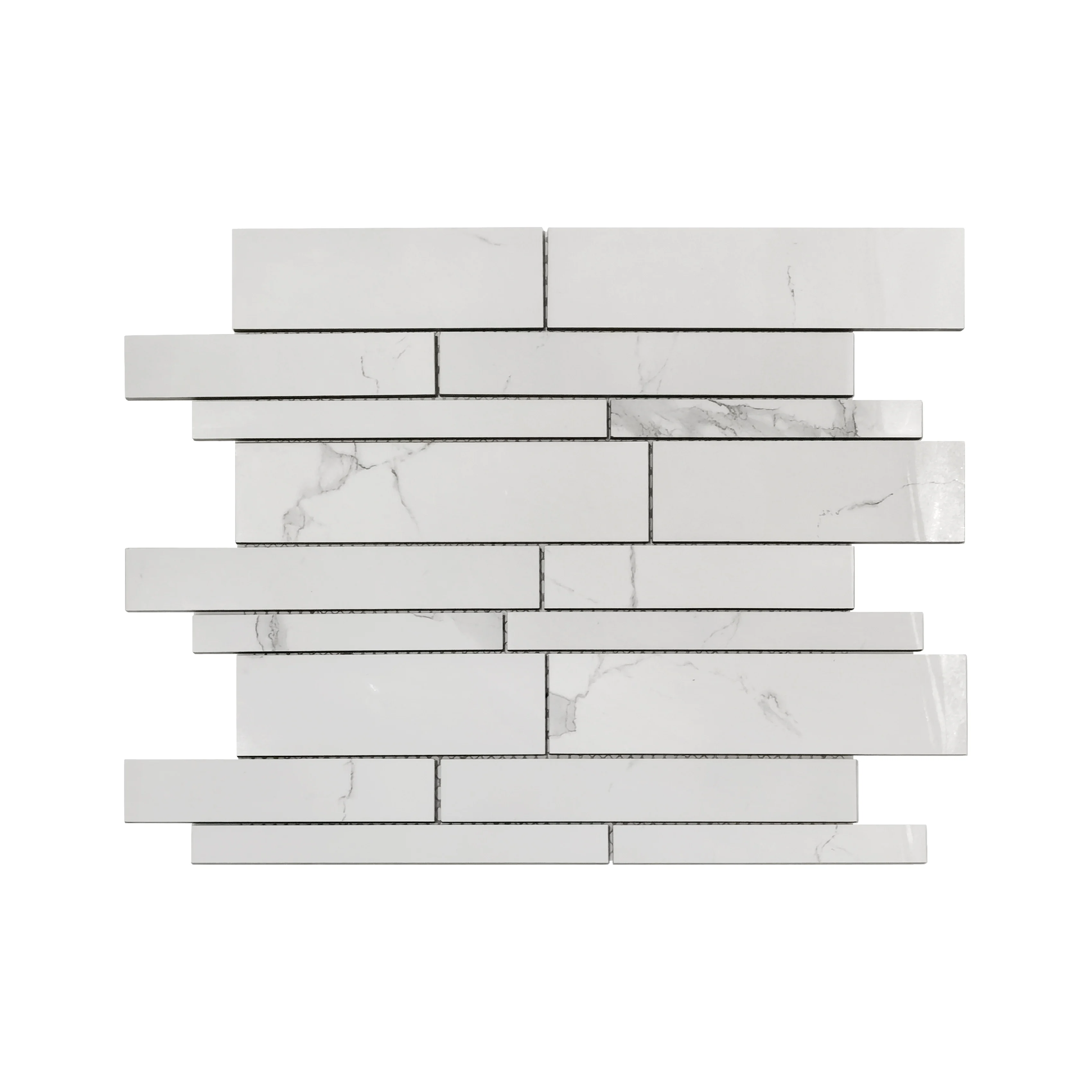 Carrara White Marble Ceramic Mosaic Tiles Cutting Porcelain with Natural Stone Feeling Square Wall Tiles with Clear Texture