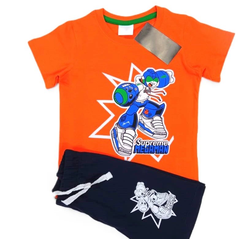 Latest Design High Quality Boys  Summer Set Clothes Toddlers Kids Knitted T-shirt And Shorts Set Custom Logo Set From Bangladesh