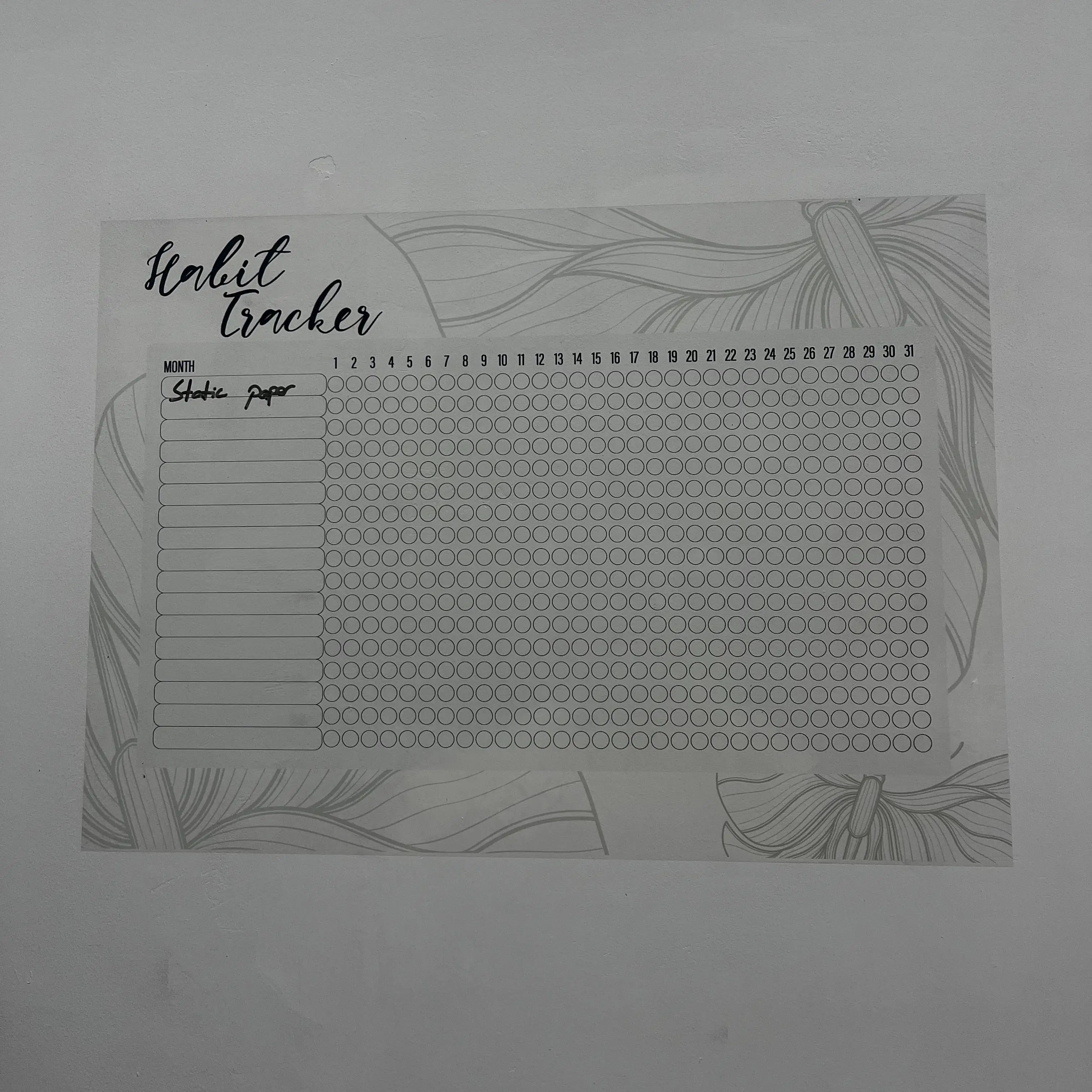 Reusable Monthly Planner Organizer Model-12 Durable Polystyrene Material Dry-Erase Whiteboard Surface Static Electricity Holding