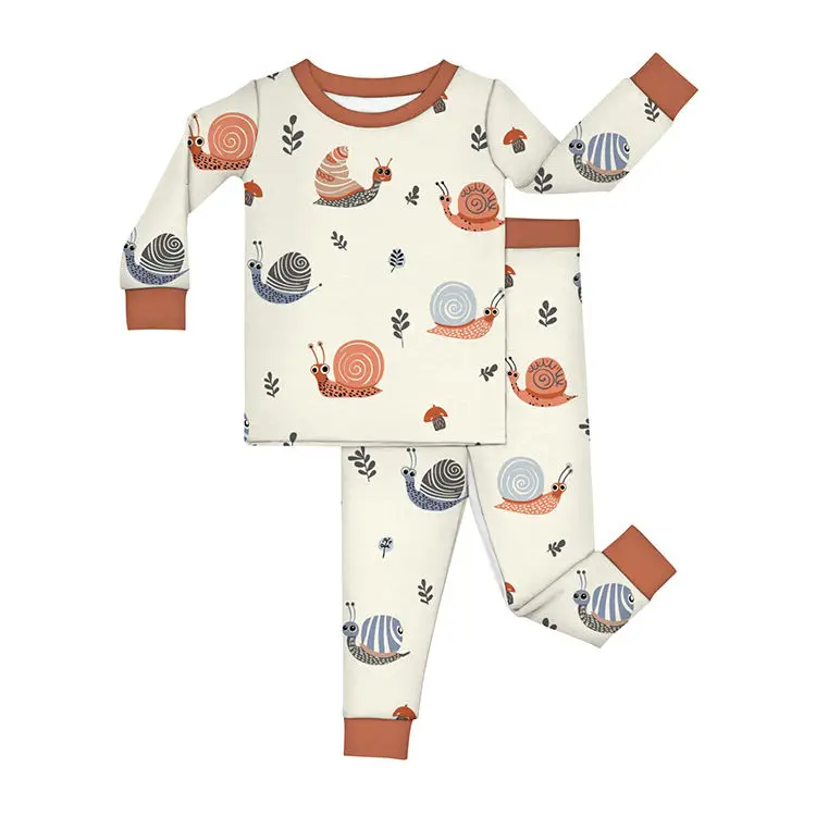 Toddler 2 Piece Pajama Sets Custom Prints with Long Sleeve Pants  Sleepwear Made of 95% Lyocell 5% Spandex