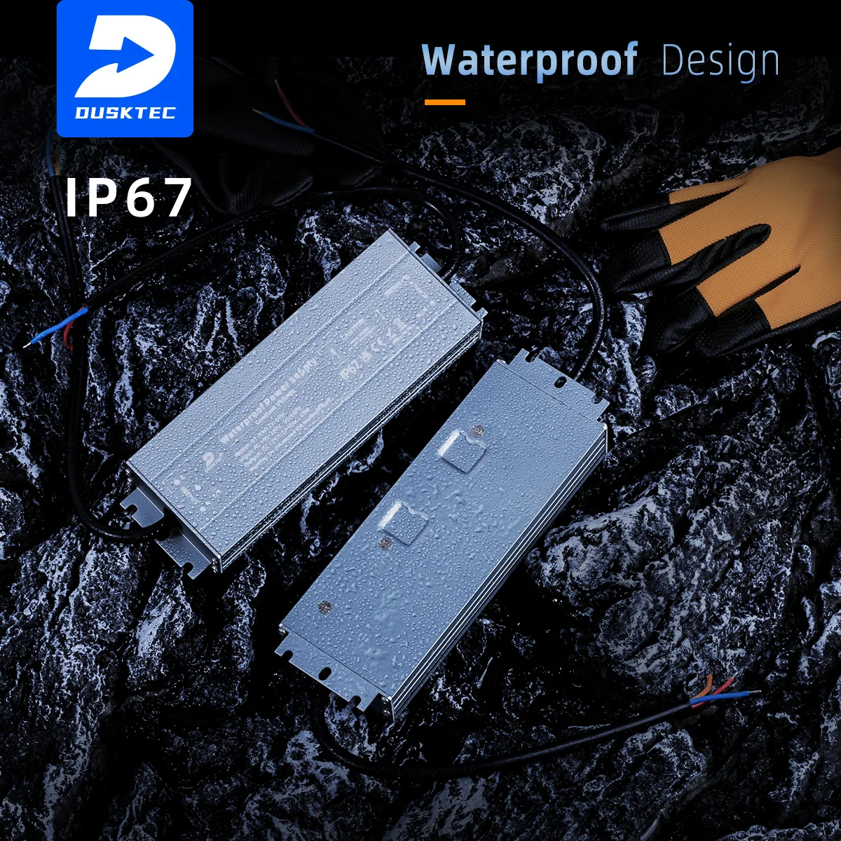 DUSKTEC IP67 Waterproof Class 2 Constant Voltage DC 12-24V Volt Regulated Transformer Switching Power Supply for CCTV Camera Set