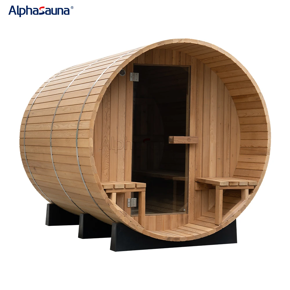 Hemlock Wood Large Barrel Outdoor Sauna Room 8 People