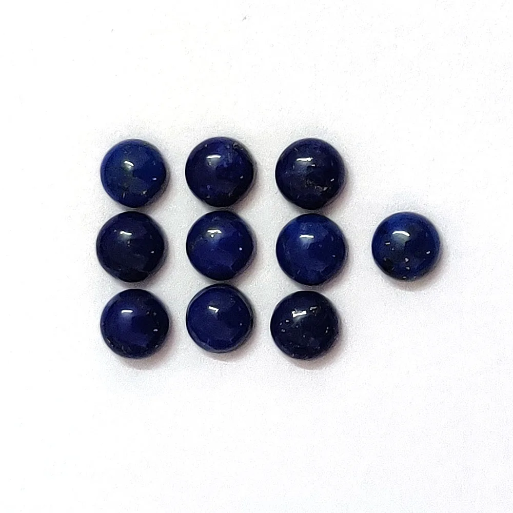 Natural Lapis Lazuli 4mm round cabochon, Navy blue color lapis with golden pyrites 0.35 cts, loose gemstones cab for jewelry