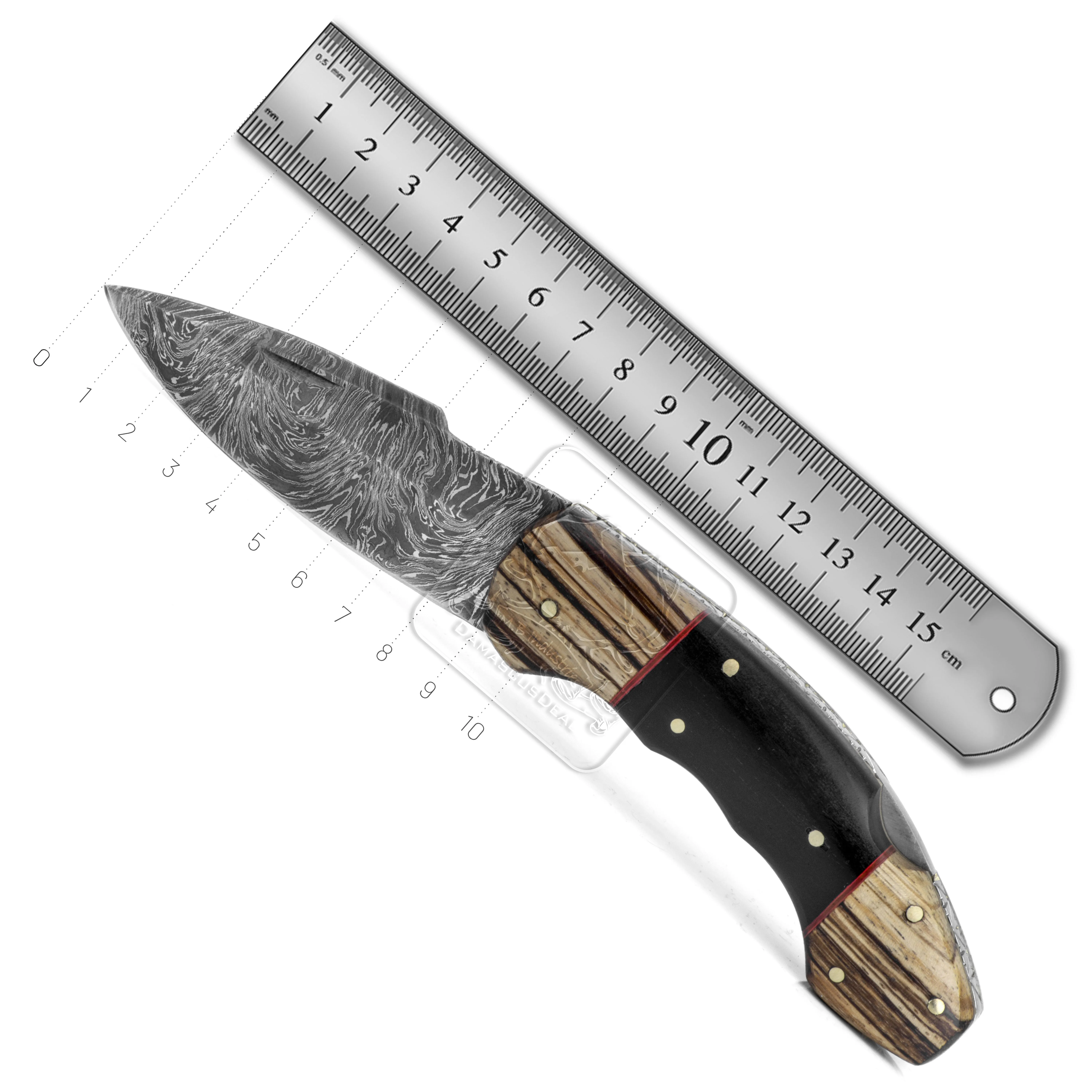 Damascus Steel Folding Knife DD-FK-669 Ebony Wood Pocket Knife Outdoor Survival Hunting Knife Multi Tool Bushcraft Camping