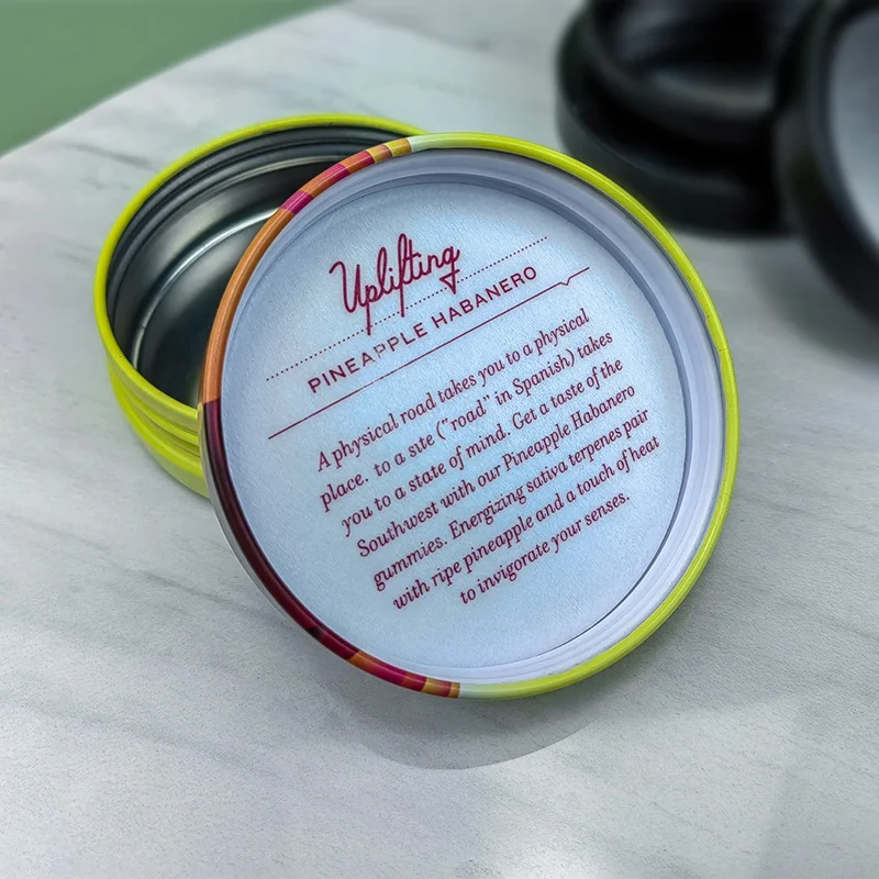 Printed Logo Round Tinplate Screw Airtight Boxes Child Resistant Twisting Edible Gummy Tins