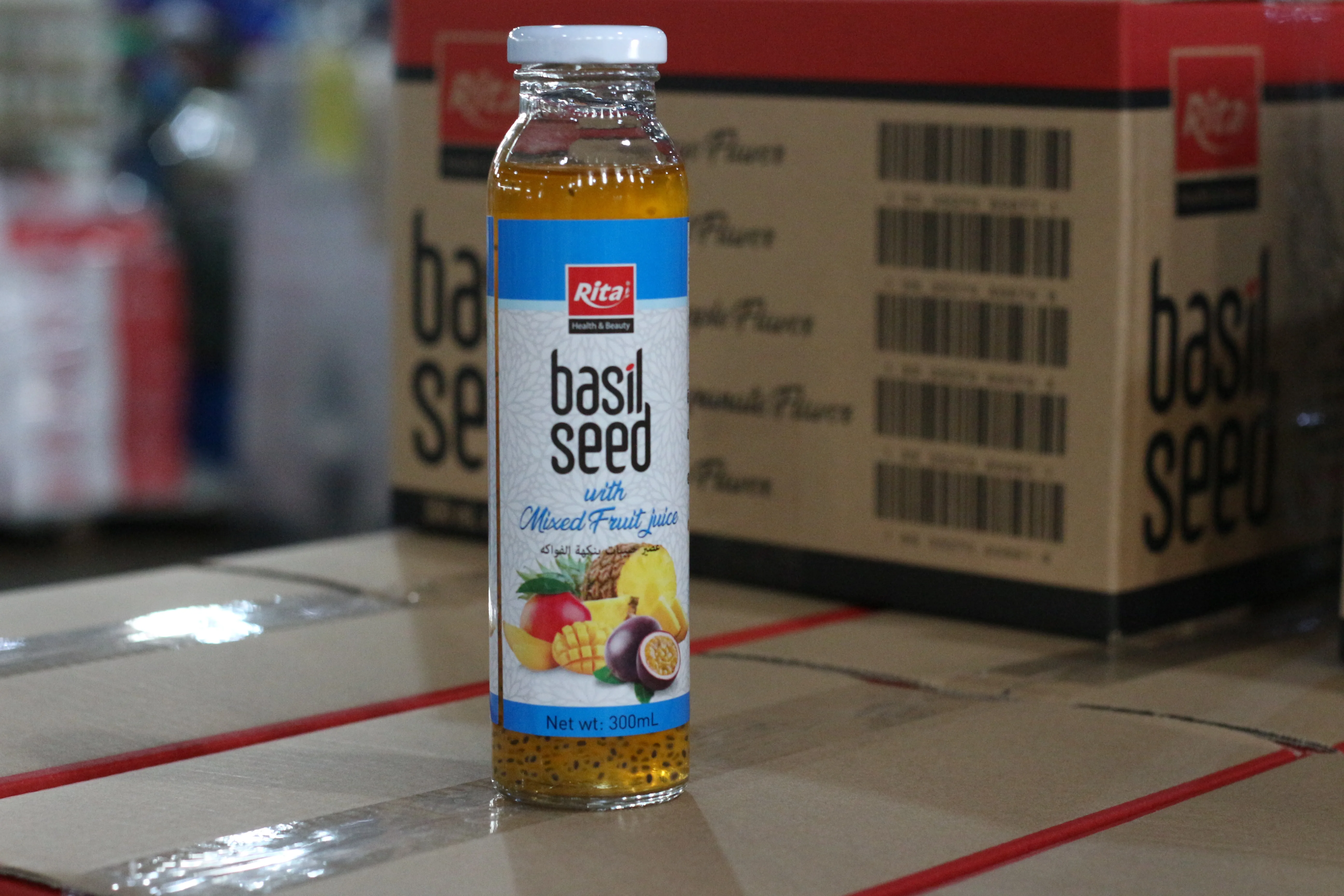 Natural Pomegranate Basil Seed Drink Glass Bottle Exported Customized Tropical Manufacturer Directory No Added sugar