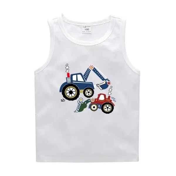 High quality summer boys 100% cotton Sleeveless vest cartoon machine printing boys t-shirts polo shirts tank top