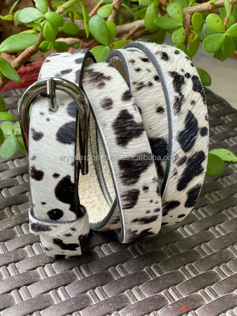 New Western Style  Handmade Cowhide Fur Leather Durable Buckle Belt Perfect High Quality Flawless Belts