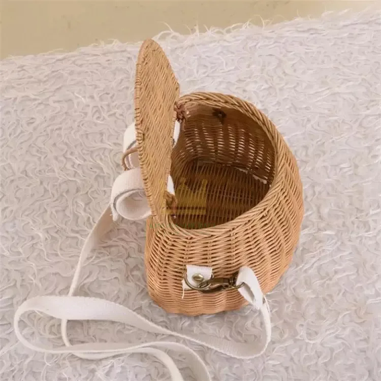 Handmade rattan kids crossbody wicker bag backpack bike scooter basket from Vietnam